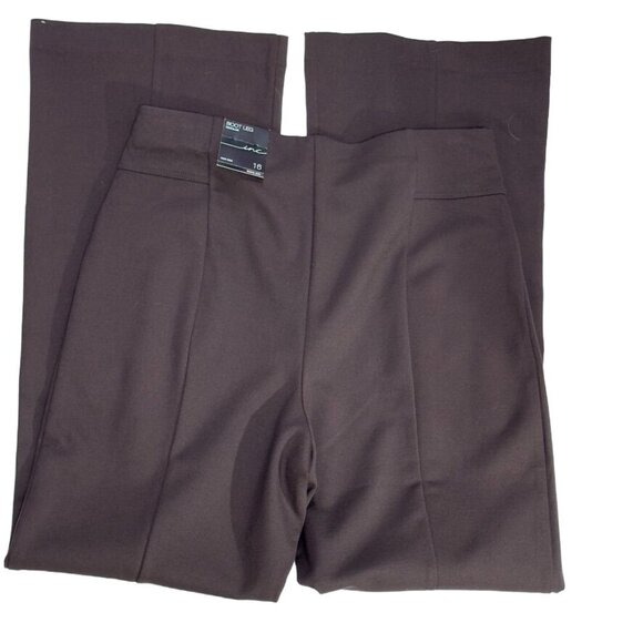 INC Women's Boot Leg Pants High Rise French Roast Rayon Blend Stretch Size 16 - Picture 10 of 11